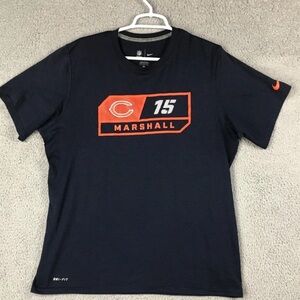 Nike Dri Fit Chicago Bears NFL Brandon Marshall 15 Short Sleeve Blue Shirt Sz XL